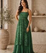 Green Gorgette printed 2 piece set