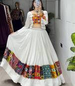 white ghaghra choli for navratri - full stitched free size