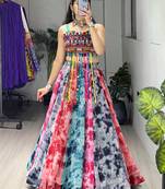 multi shibori prints lehenga with fancy top - full stitched free size