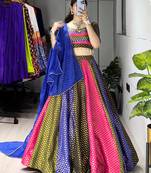multi kali jacquard silk weaving lehenga chloi with dupatta - full stitched free size