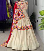 vanilla chaniya choli with traditional gamthi work - full stitched free size