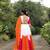 navratri collection white & orange flared lehenga set  pink bandhani blouse & dupatta - full stitched free size