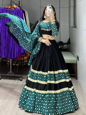 pure rayon cotton lehenga blouse with sequence work dupatta - full stitched free size 2