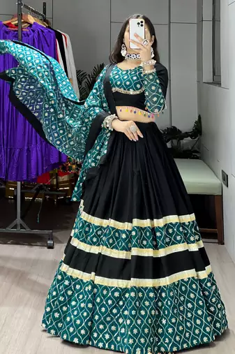 pure rayon cotton lehenga blouse with sequence work dupatta - full stitched free size