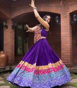 purple free size kutch work navratri designer lehenga choli - full stitched free size