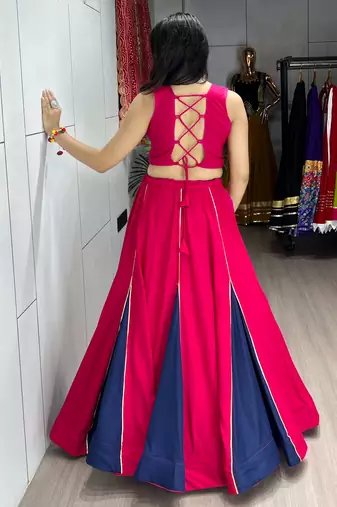 gajri & neavy - blue fancy kali work with gota patti navratri lehenga sets - full stitched free size