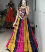 navratri special free size multi lehenga & fancy kucth work blouse - full stitched free size