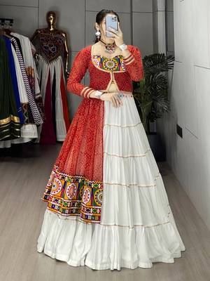 bandhani print royan cotton navratri special lehenga blouse - full stitched free size 1
