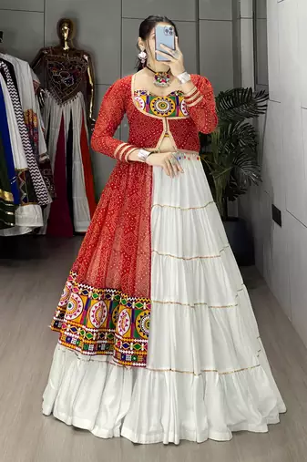 bandhani print royan cotton navratri special lehenga blouse - full stitched free size