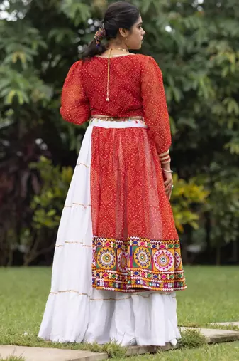 bandhani print royan cotton navratri special lehenga blouse - full stitched free size