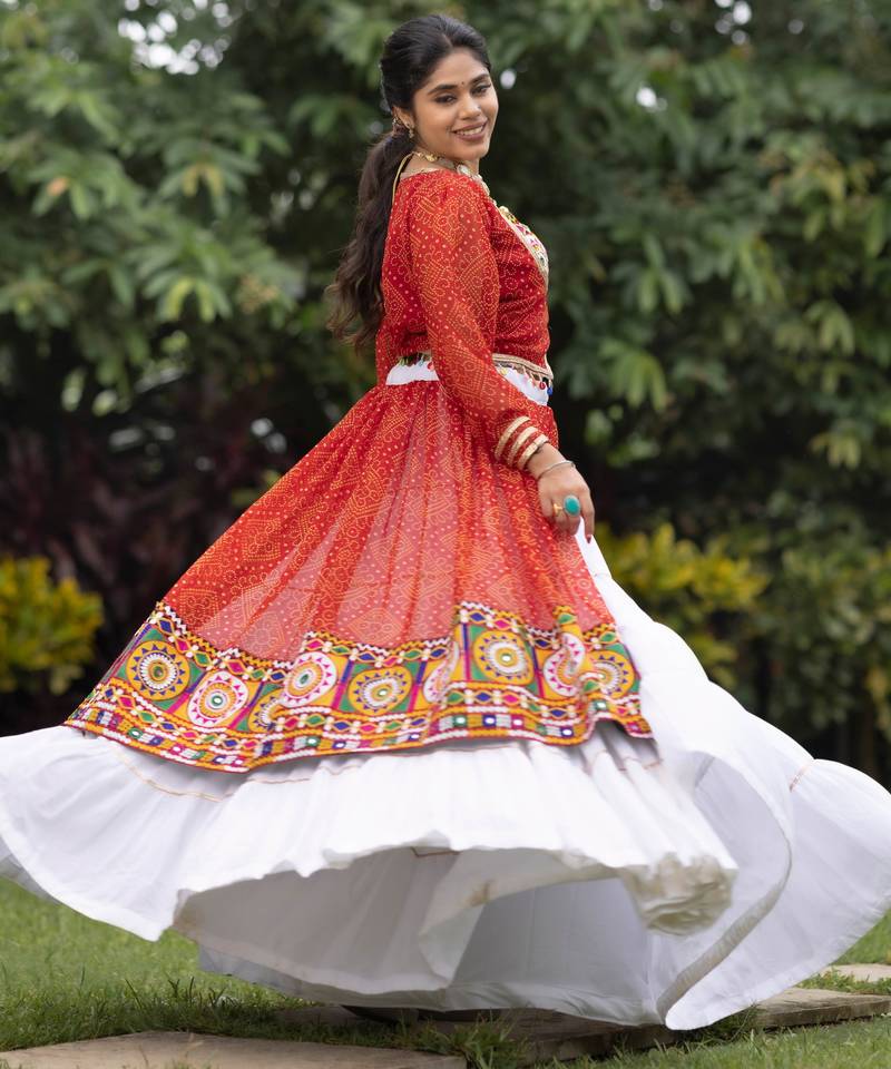 bandhani print royan cotton navratri special lehenga blouse - full stitched free size