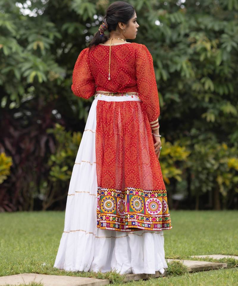 bandhani print royan cotton navratri special lehenga blouse - full stitched free size