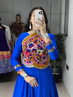 fancy navrtari chaniya choli rayon fabric - full stitched free size 4