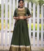 mehendi rayon cotton chaniya choli & jacket - full stitched free size