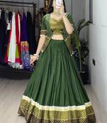 mehendi rayon cotton chaniya choli & jacket - full stitched free size