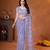 Lavender designer net saree with beads, sequins & pearl handwork