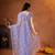 Lavender designer net saree with beads, sequins & pearl handwork