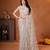 Cream designer net saree with beads, sequins & pearl handwork