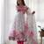 Women's Beautiful Floral Printed Organza Silk Fabric Flared Anarkali Pant and Dupatta Set