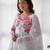 Women's Beautiful Floral Printed Organza Silk Fabric Flared Anarkali Pant and Dupatta Set