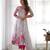 Women's Beautiful Floral Printed Organza Silk Fabric Flared Anarkali Pant and Dupatta Set