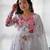 Women's Beautiful Floral Printed Organza Silk Fabric Flared Anarkali Pant and Dupatta Set