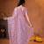 Mauve designer net saree with beads, sequins & pearl handwork