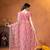 Rose designer net saree with beads, sequins & pearl handwork
