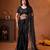 Black designer net saree with beads, sequins & pearl handwork