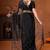 Black designer net saree with beads, sequins & pearl handwork