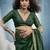 Green pure munga silk blend handloom saree with organza pallu