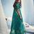 Teal pure munga silk blend handloom saree with organza pallu