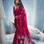Rani pink pure munga silk blend handloom saree with organza pallu