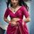 Rani pink pure munga silk blend handloom saree with organza pallu