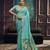 Aqua blue pure munga silk blend handloom weaving saree