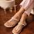 Peach crystal embellished faux leather t-strap flats for women