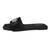 Black crystal embellished faux leather slip-on flats for women