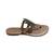 Gold beaded faux leather flower t-strap flats for women