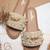 Tan pearl embellished faux leather flats for women