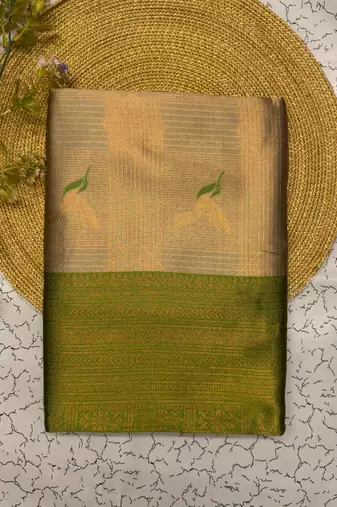 New Banarasi Soft Silk Blend Cream Color Woven Saree With Blouse Set For Women's
