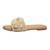 Tan pearl embellished faux leather flats for women