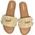 Tan pearl embellished faux leather flats for women