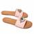 Tan beaded faux leather evil eye flats for women