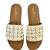 Tan shell embellished faux leather flats for women