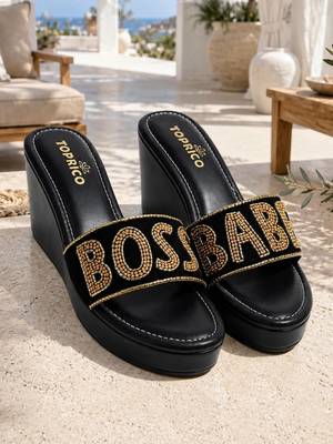 Black beaded faux leather high heels for women 1