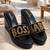 Black beaded faux leather high heels for women