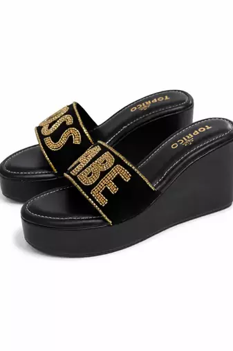 Black beaded faux leather high heels for women