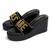 Black beaded faux leather high heels for women