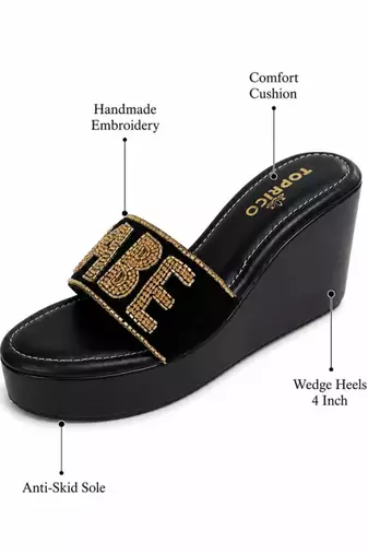 Black beaded faux leather high heels for women