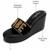 Black beaded faux leather high heels for women